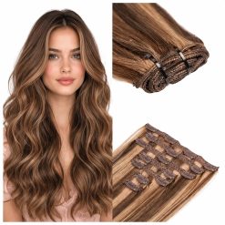 18" Hair Extensions in Medium Brown to Caramel Blonde