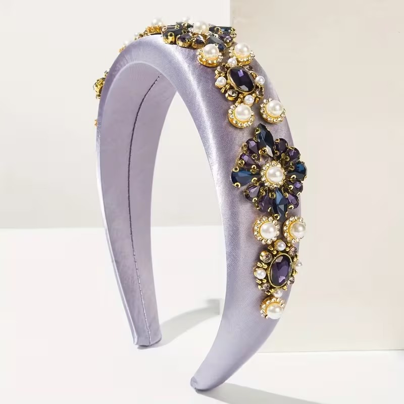 Lavender Baroque Rhinestone Floral Headband